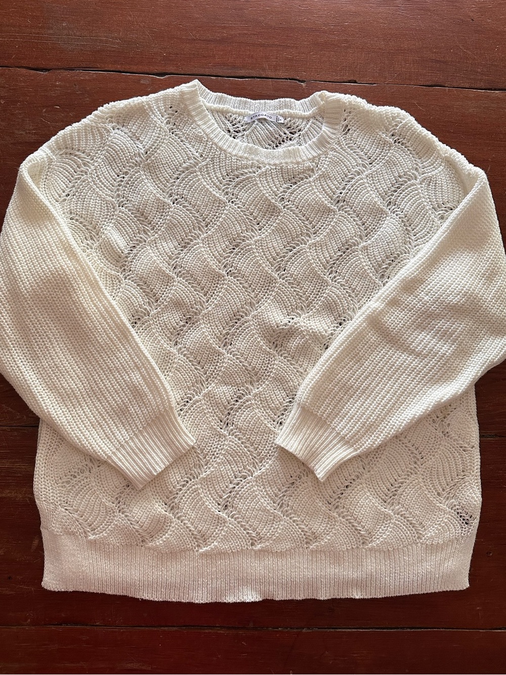 Staccato Cream Open-Knit Crewneck Sweater
